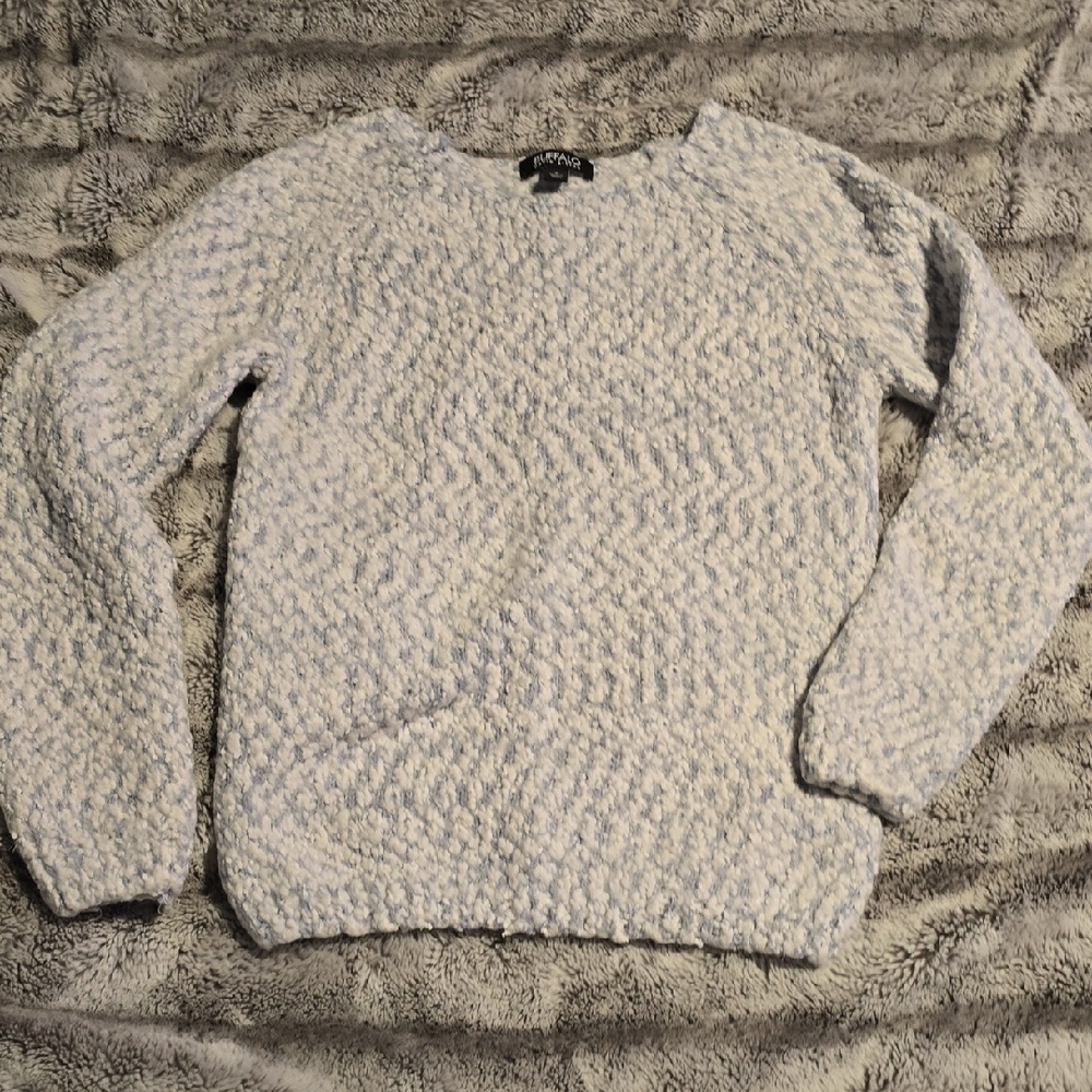 Buffalo David Bitton Pale Blue and White Textured Crewneck Sweater